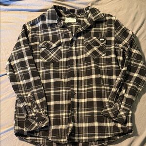 Hurley Black and White Mens Plaid Button-Up Shirt